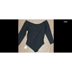 MANGO POP Women's Size XL Long Sleeve Bodysuit Black